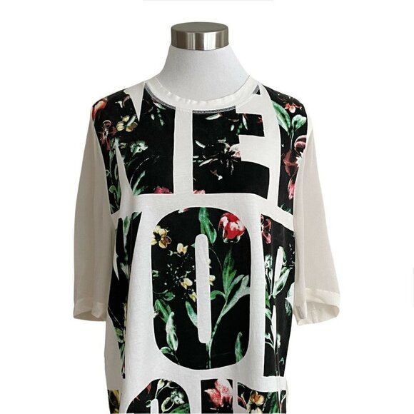 3.1 Phillip Lim Women's Sz S New York City NYC White Silk Oversized Graphic Tee - Picture 4 of 6